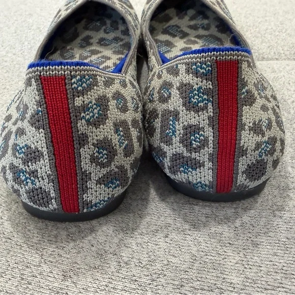Rothy's Gray Leopard Knit Slip-On Flats with Blue Trim - Picture 6 of 6